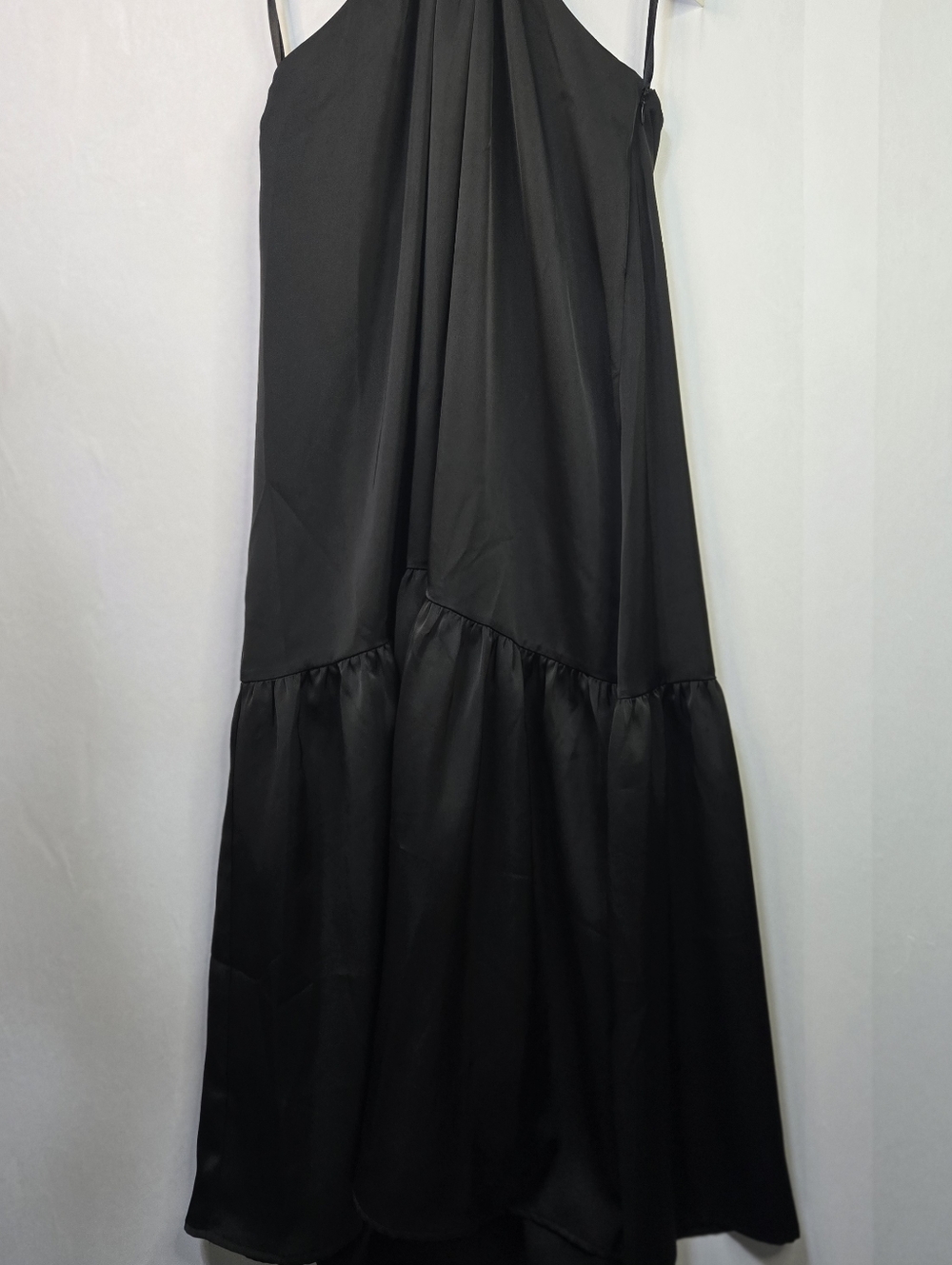Jason Wu Size M Black Satin Cut-out Maxi Dress NWT Front Knot Detail V- Neckline - Picture 7 of 10